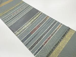 大島紬箔変わり横段に花唐草模様織出し袋帯